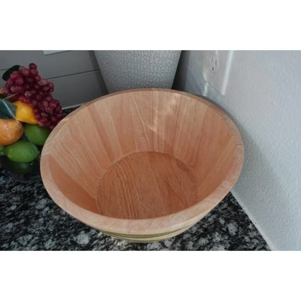 Clay art Large vintage wooden Olive branch serving bowl 12 inches wide